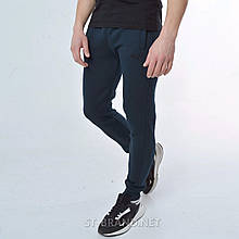 S (46). Утеплені чоловічі спортивні штани на манжеті / Трикотаж тринитка, Туреччина - темно-сині