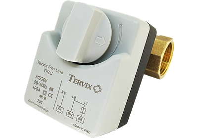 Клапан 2-ходовой шаровой Tervix Pro Line ORC н/о 1/2" DN15 с электроприводом (201112)