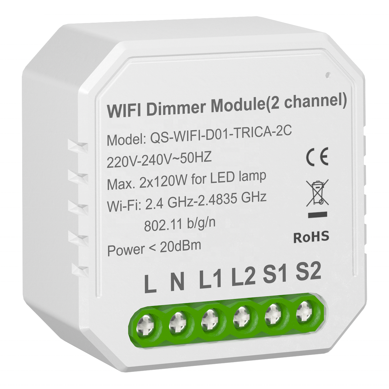 Розумний вимикач - регулятор Tervix Pro Line WiFi Dimmer (2 клавіші) 436421, фото 1