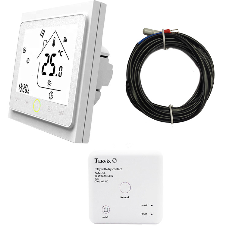 Комплект бездротового керування опаленням ZigBee: термостат вбудований + реле (сухий контакт) 496161