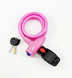 🚲Велосипедний замок тросовий JET LOCK рожевий Польща, фото 3