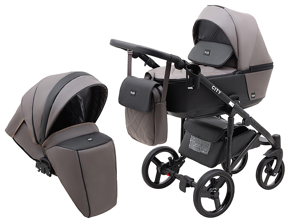 Коляска 2 в 1 Bair City ECO 35 темний капучино / чорний, фото 1