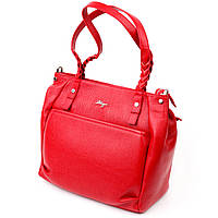 Яркая и вместительная женская сумка с ручками KARYA 20880 кожаная Красный GG