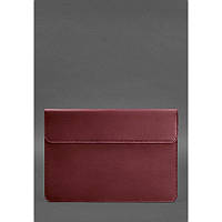 Кожаный чехол-конверт на магнитах для MacBook 13 Бордовый Crazy Horse