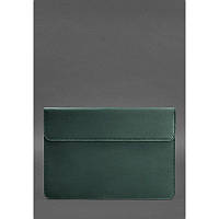 Кожаный чехол-конверт на магнитах для MacBook 13 Зеленый Crazy Horse