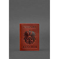 Кожана обкладинка для паспорта з австрійським гербом корала
