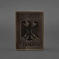 Обложка для паспорта с гербом Германии темно-коричневая Crazy Horse