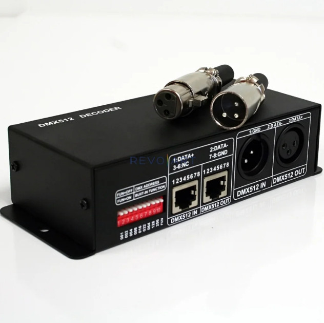 DMX 512 Декодер RGB 12-24В 3 канали 8А ,з режимом автономної роботи ...