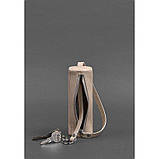 Жіноча шкіряна ключниця 3.0 Тубус світло-біжна крона, фото 2