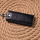 Зручна ключниця в глянсовій шкірі Україна GRANDE PELLE 16719 Чорна GG, фото 7