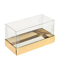 Коробка для десертів з ПВХ кришкою 200х100х90, золота