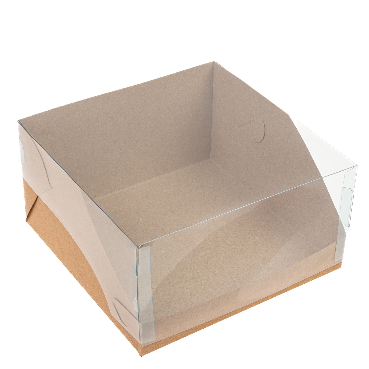 Коробка 250х240х110 для десертів "Акваріум" з прозорою кришкою, крафт, фото 1