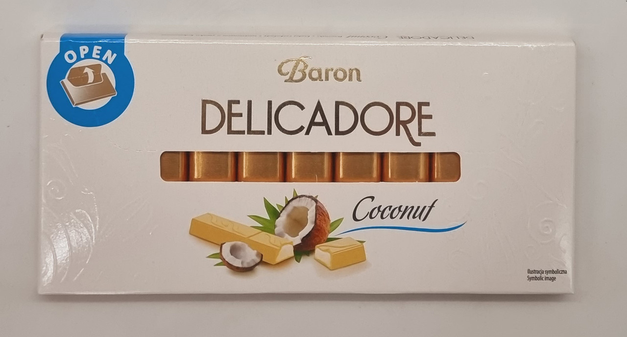 Шоколад Baron "Delicadore" зі смаком Coconut Польща 200 грамів