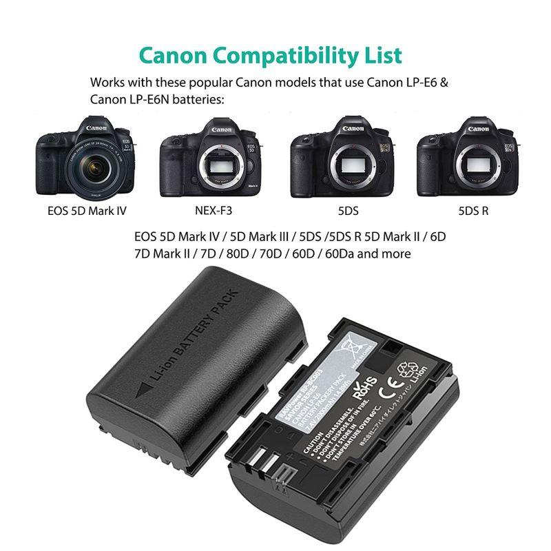 2 аккумулятора и зарядка для камеры Canon LP-E6N Ravpower RP-BC003 - фото 2 - id-p1776096503