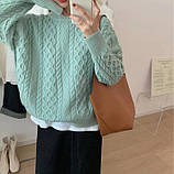 Оверсайз в'язаний светр жіночий теплий під горло, фото 4