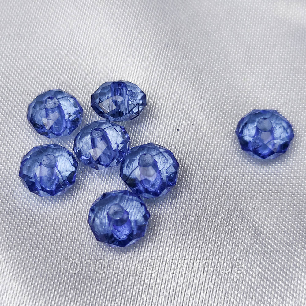 Намистини акрил прозорі "Таблетка" 8х5 мм Синя 50 г ~ 200 шт, фото 1