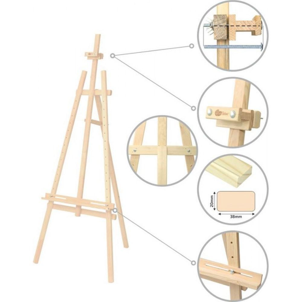 Мольберт стаціонарний, Ліра,, сосна, 71х80х170см, мак. висота полотна 124см, ROSA Studio, фото 1