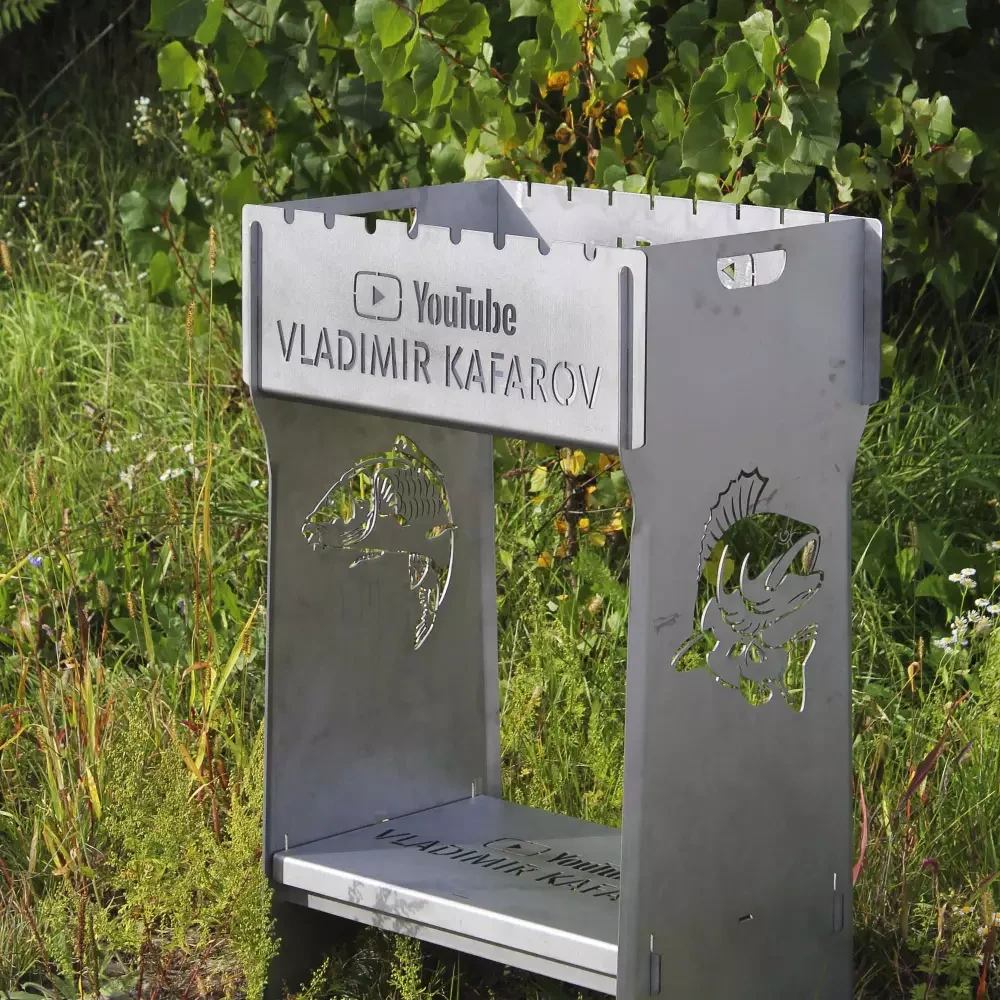 Мангал із неіржавкої сталі, розбірний PAN на 8 шампурів, 3 мм. Високий.