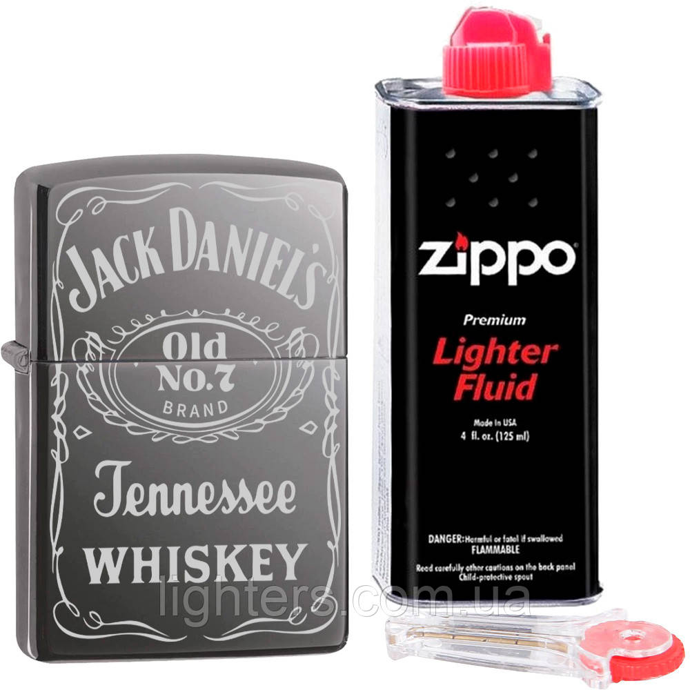 Набір Zippo "Jack Daniels" + кремній + бензин зипо, фото 1