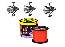 Котушка Flagman Magnum Carp Feeder 6000 (3шт) + Ліска Energofish Carp 1000 м 0.25