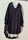 Туніка-накидка сорочка пляжна середньої довжини Чорний, фото 2