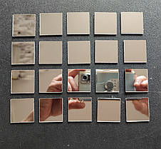 Дзеркальні пластикові наклейки квадратики 3 х 3 см 20 шт Срібні Б235, фото 3