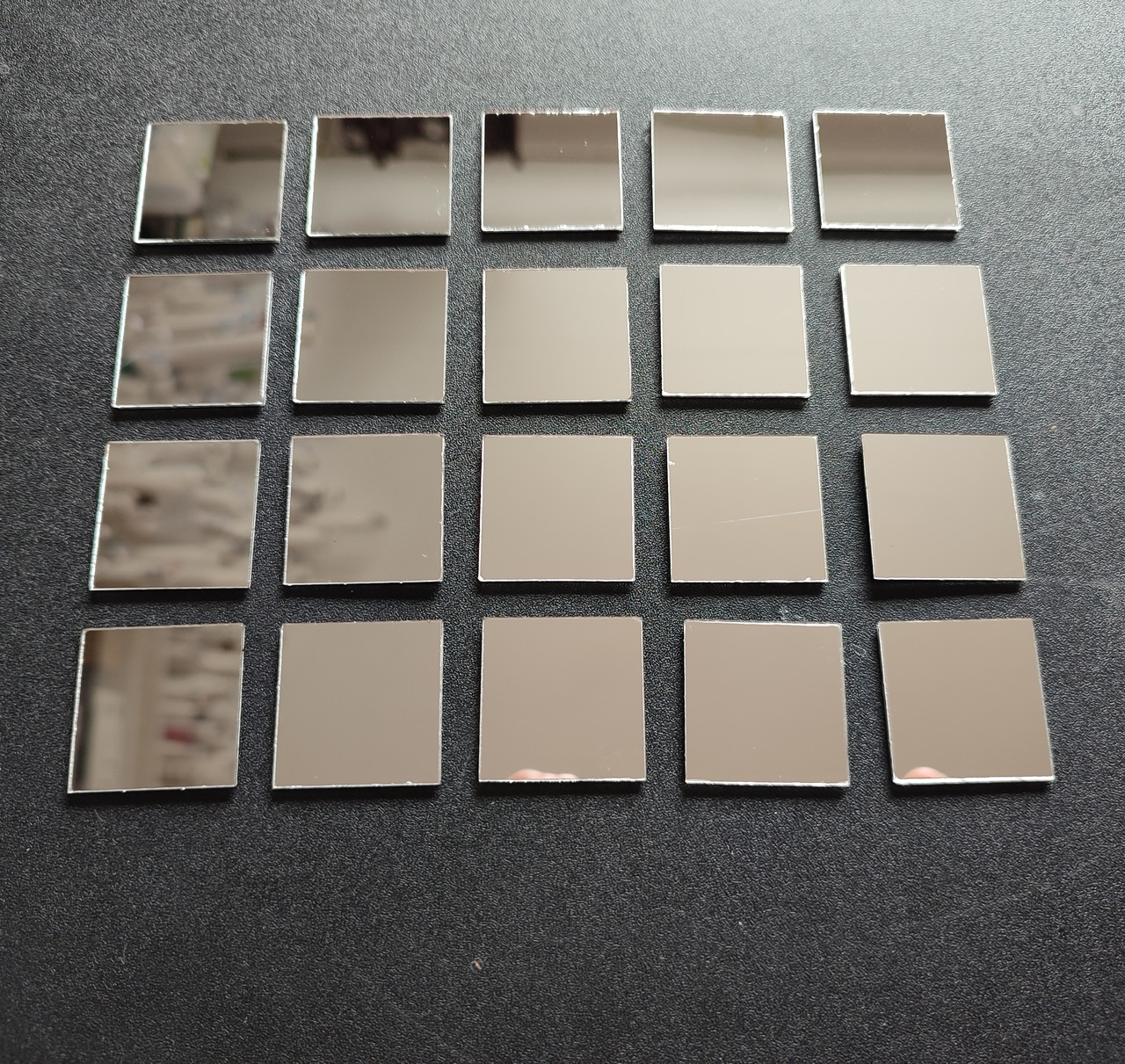 Дзеркальні пластикові наклейки квадратики 3 х 3 см 20 шт Срібні Б235