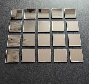 Дзеркальні пластикові наклейки квадратики 3 х 3 см 20 шт Срібні Б235, фото 1