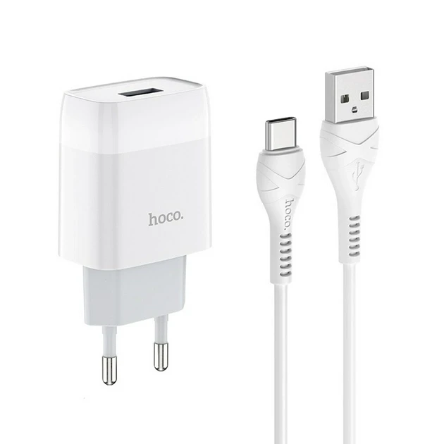 Мережевий зарядний пристрій Hoco C72A USB 2.1A Type-C 1m