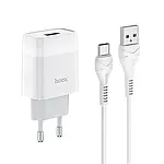 Мережевий зарядний пристрій Hoco C72A USB 2.1A Type-C 1m