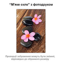 Покриття для столу, м'яке скло з фотодруком, Квіти на каменях 60 х 100 см (1,2 мм), фото 3