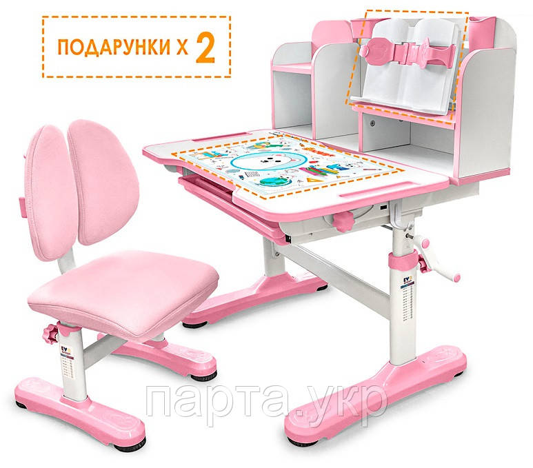 Комплект парта-трансформер і стілець, надстройка, підставка Evo-Kids BD-28 Panda
