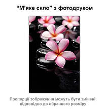 Покриття для столу, м'яке скло з фотодруком, Квіти на каменях 60 х 100 см (1,2 мм), фото 3