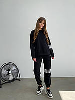 Женский базовый удобный спортивный костюм кофта и штаны (черный, серый)