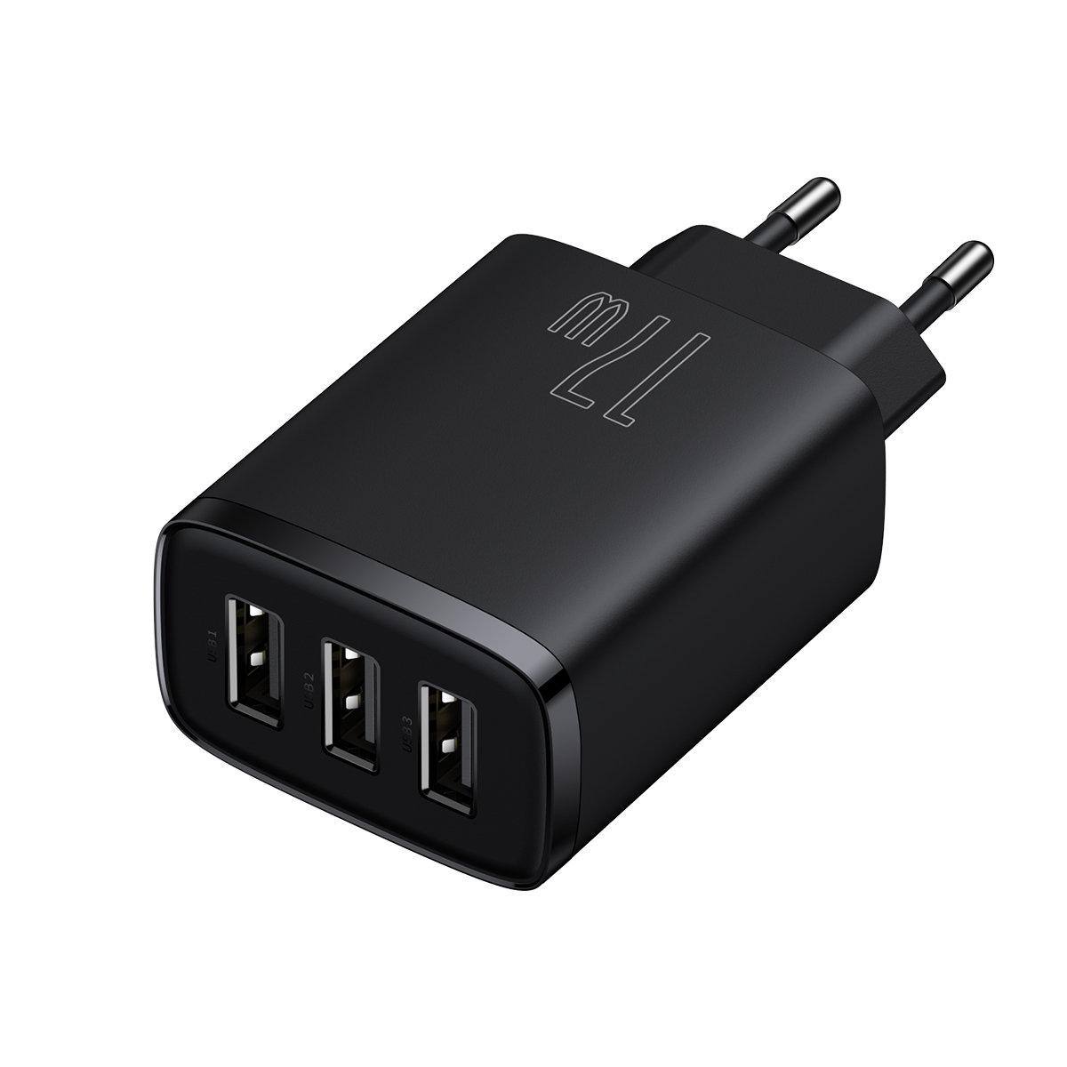 Зарядний пристрій Baseus Compact Charger 17W Black (3 USB)