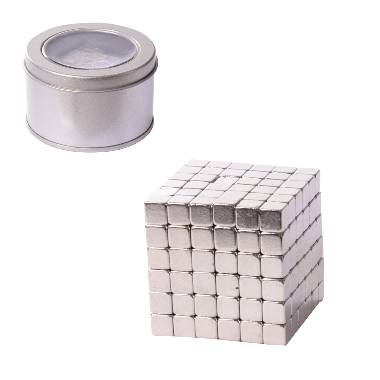 Магнітний конструктор неокуб NC2263 тетракуб, срібло, 216 деталей 5мм, в боксі, розчин упаковки – 6.5*6.5*4 см TZP163