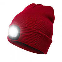 Шапка с фонариком в шапке Красная налобный фонарь шапка Батарейка