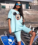 Жіночий літній костюм: футболка вільного крою та велосипедки Міккі Маус, фото 6