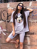 Жіночий літній костюм: футболка вільного крою та велосипедки Міккі Маус, фото 8