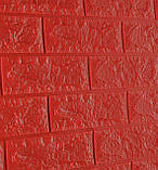 Самоклейна декоративна 3D панель під червону цеглу 700x770x7мм, фото 5