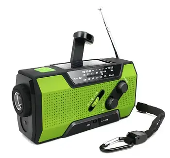 Багатофункціональний радіоприймач AM/FM з ліхтариком Crank Radio заряджання від сонця та ручного генератора