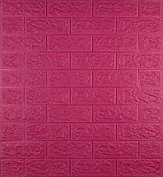 Самоклейна декоративна 3D панель під темно-рожеву цеглу 700x770x5 мм