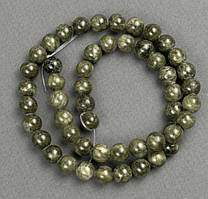 Намистини на волосіні Тонований Кварц (іміт. акрил) темно-зелений гладка кулька d- 8мм+- L-40см +-