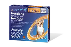 NexGard Spectra (Нексгард спектра) таблетки від бліх, кліщів та глистів для собак 2-3,5 кг, 1 табл.