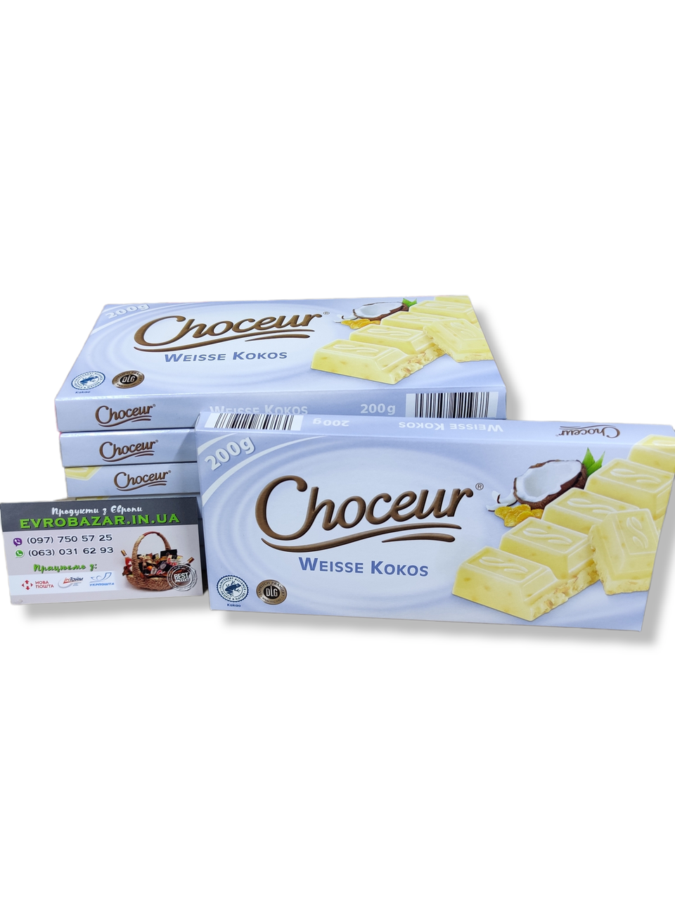 Шоколад Choceur Wiesse Kokos з кокосом та кукурудзяними пластівцями, 200г
