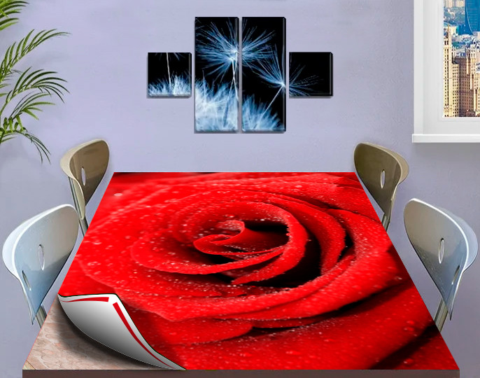 Покриття для столу, м'яке скло з фотодруком, Троянда 60 х 100 см (1,2 мм)