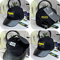 Мужская черная кепка Фенди | Мужская кепка черного цвета с желтым логотипом Fendi