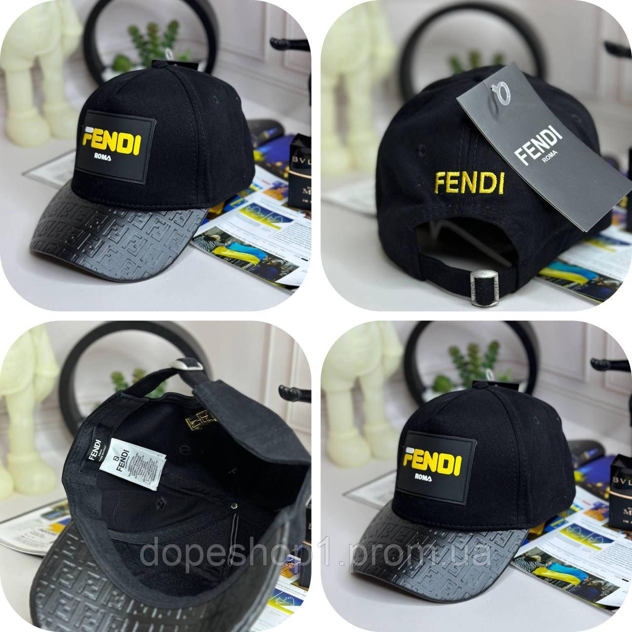 Мужская Черная Кепка Фенди | Мужская Кепка Черного Цвета с Желтым ...