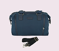 Дорожная сумка саквояж цвет синий 1 отдел 2 фронтальных горизонтальних кармана размер 43х33х17 см.