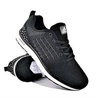 Кроссовки мужские Adidas Runner Boost чёрные, кроссы текстиль Адидас (НАЛИЧИЕ размеров в описании)